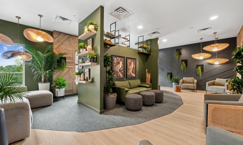 a lobby sitting space at 610 West